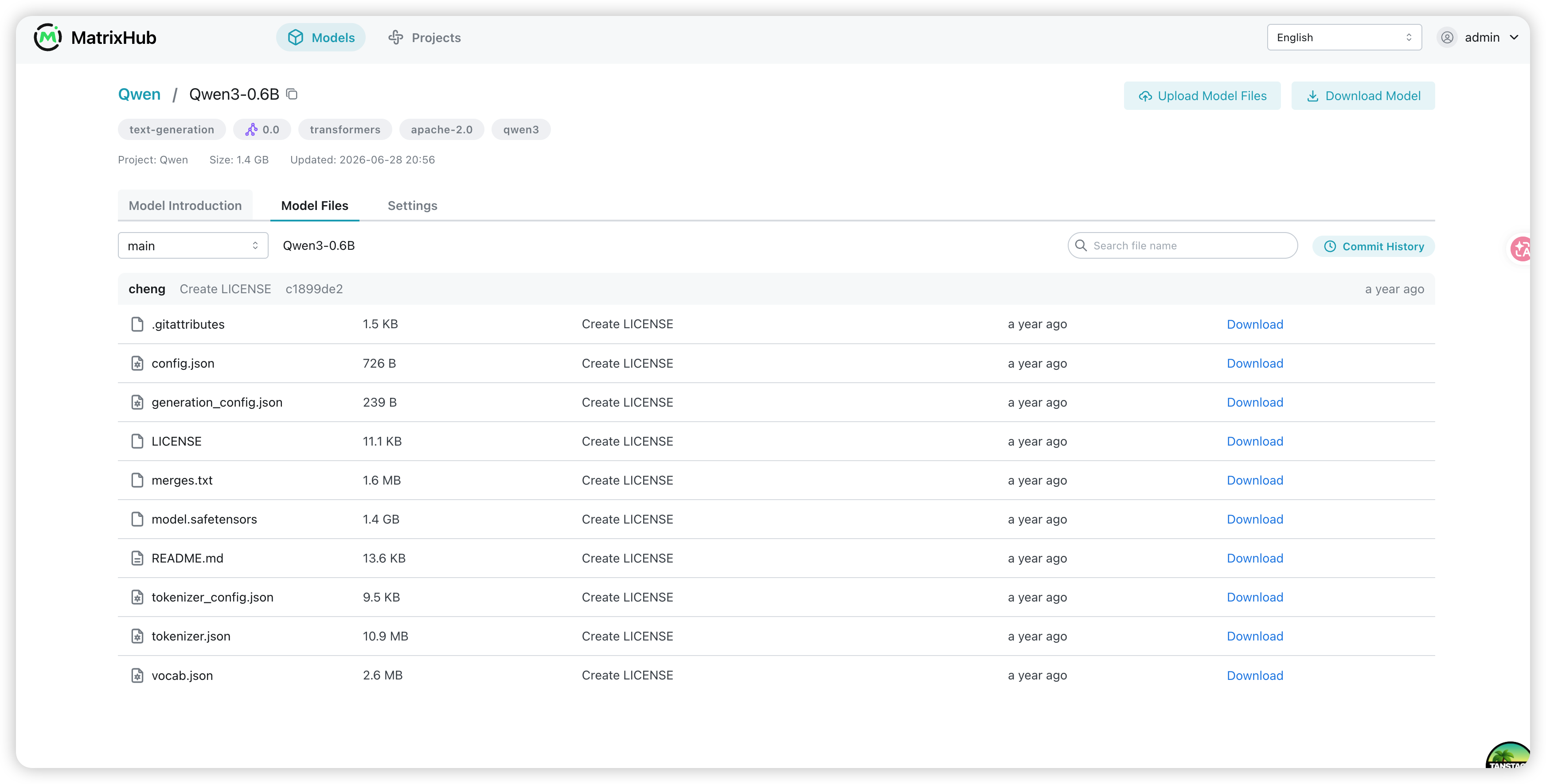 Cached model files in MatrixHub
